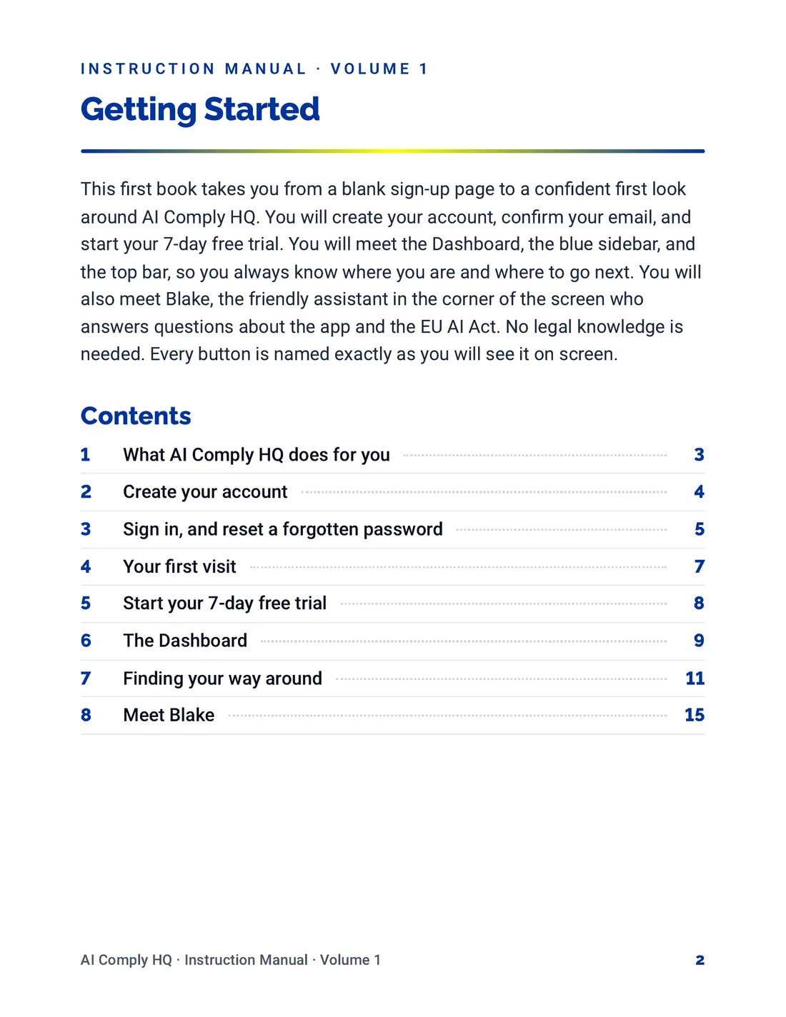 Instruction Manual, Getting Started, page 2
