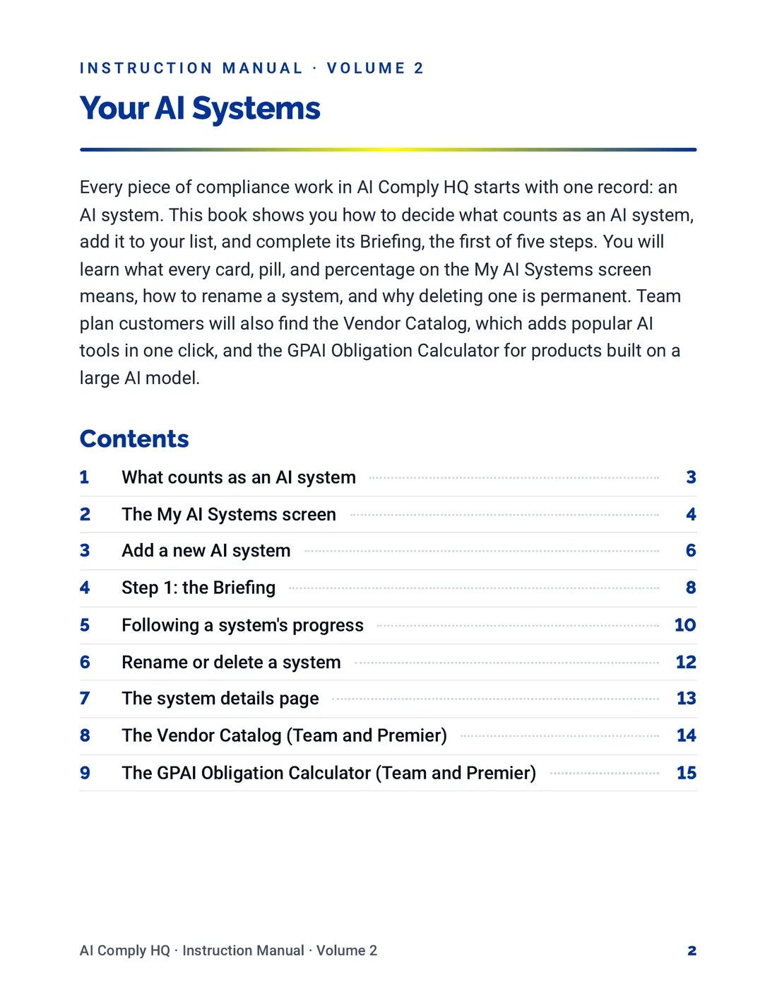 Instruction Manual, Your AI Systems, page 2