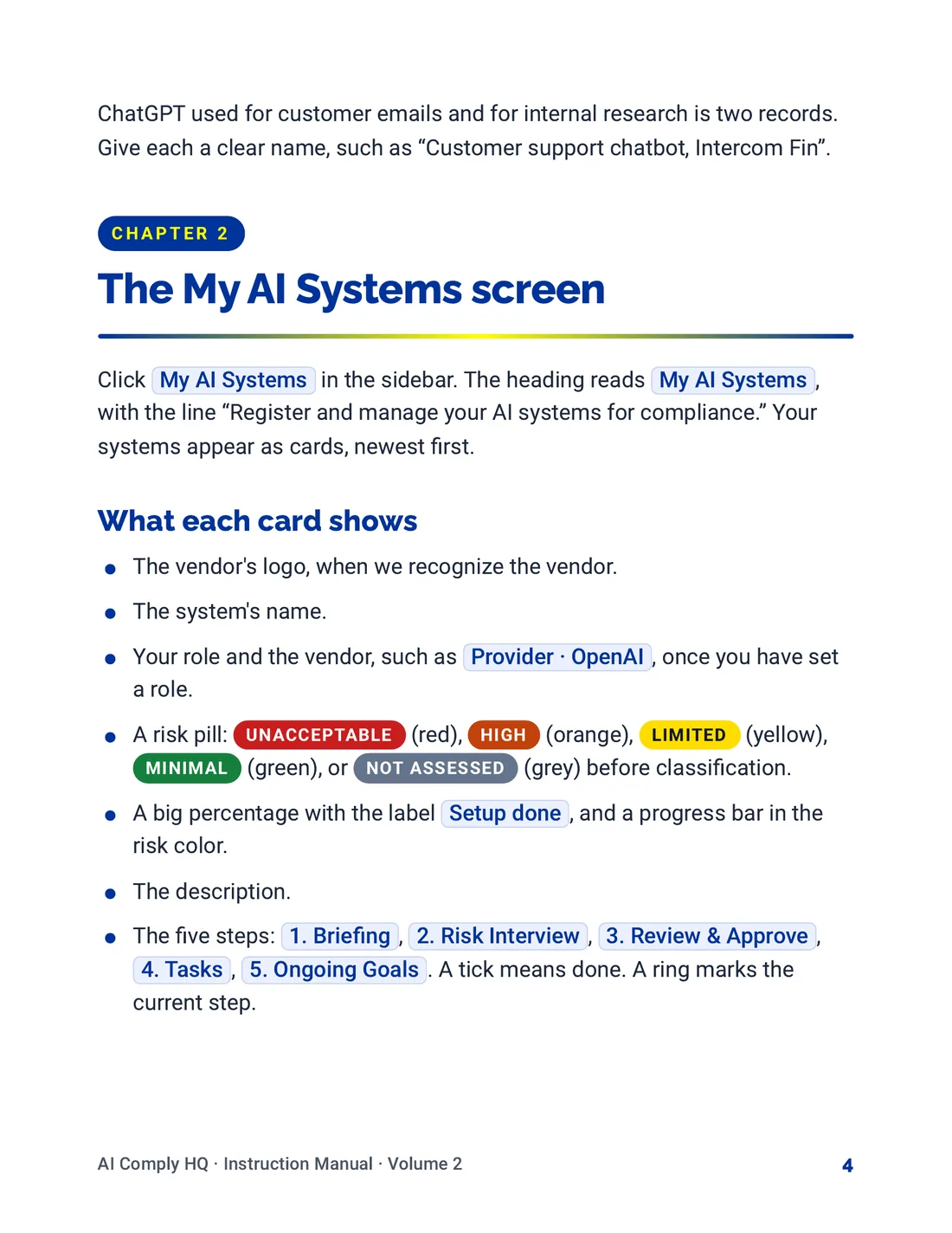 Instruction Manual, Your AI Systems, page 4