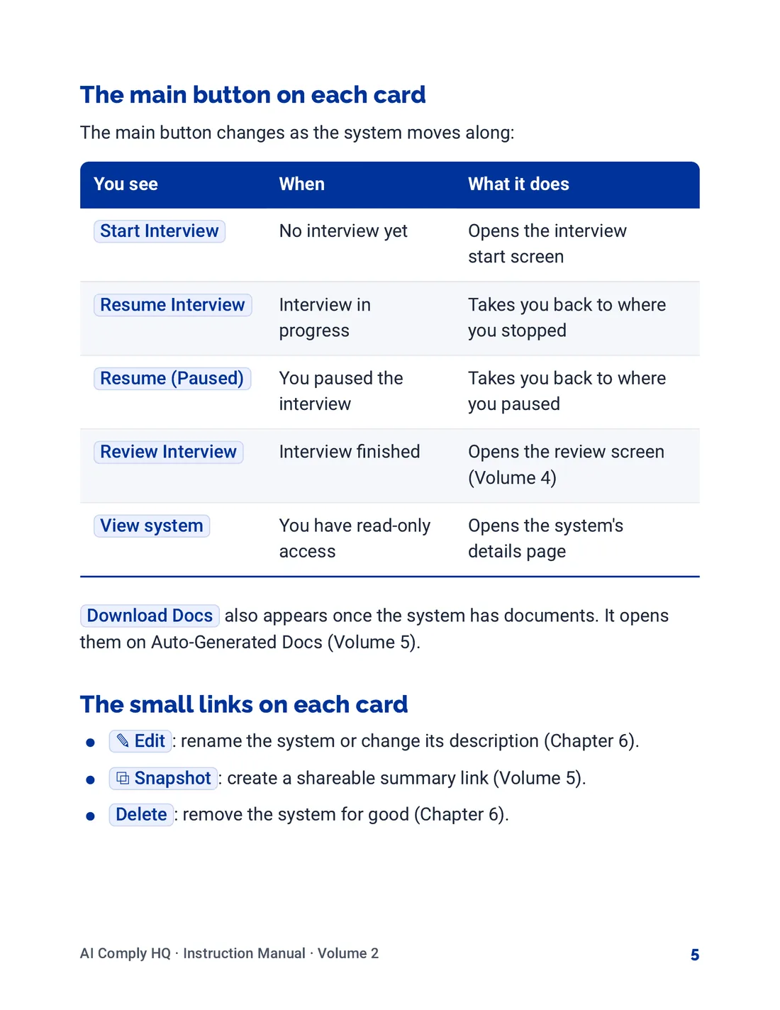 Instruction Manual, Your AI Systems, page 5