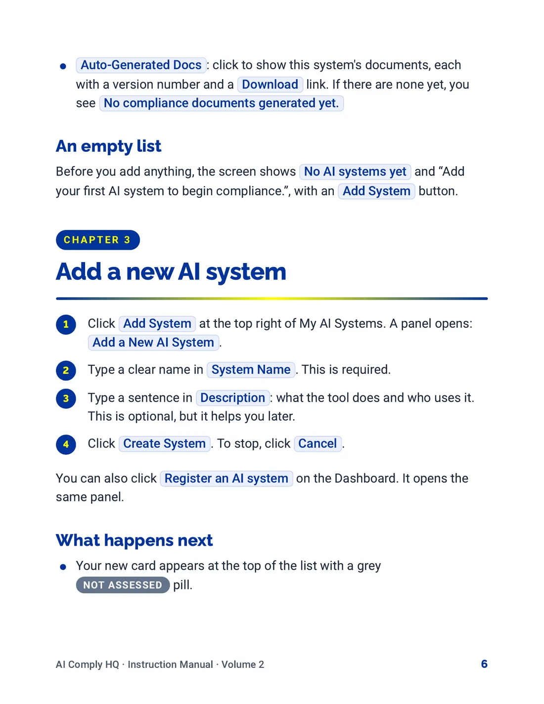 Instruction Manual, Your AI Systems, page 6