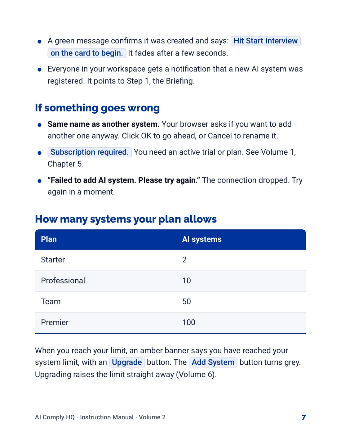 Instruction Manual, Your AI Systems, page 7