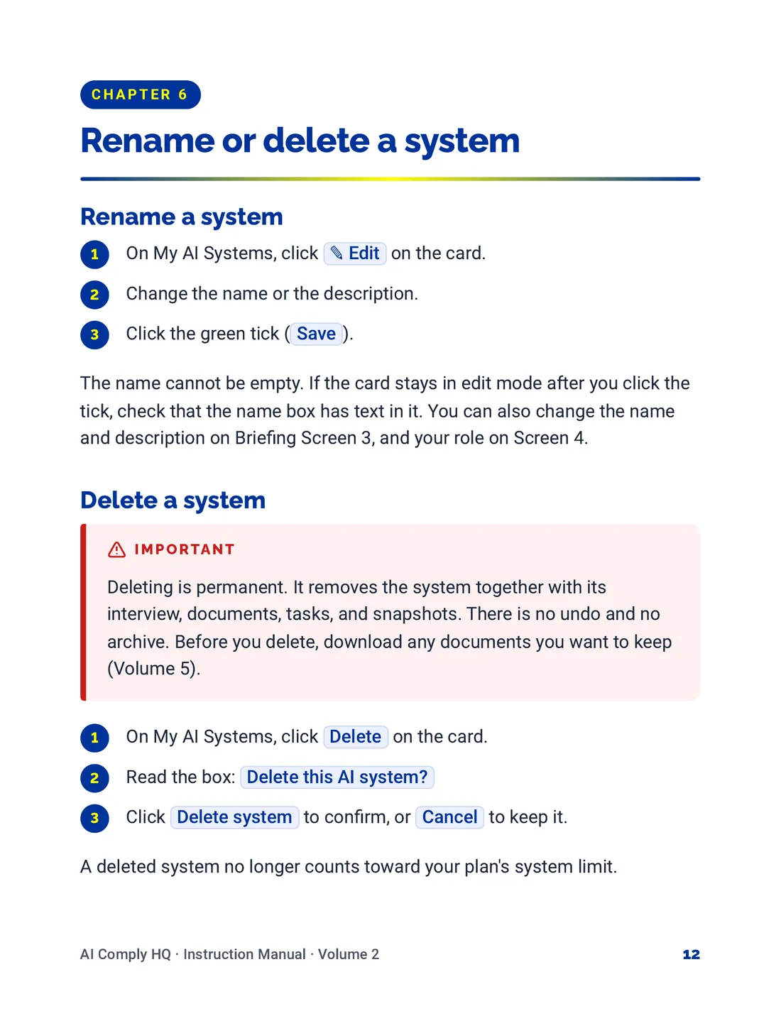 Instruction Manual, Your AI Systems, page 12