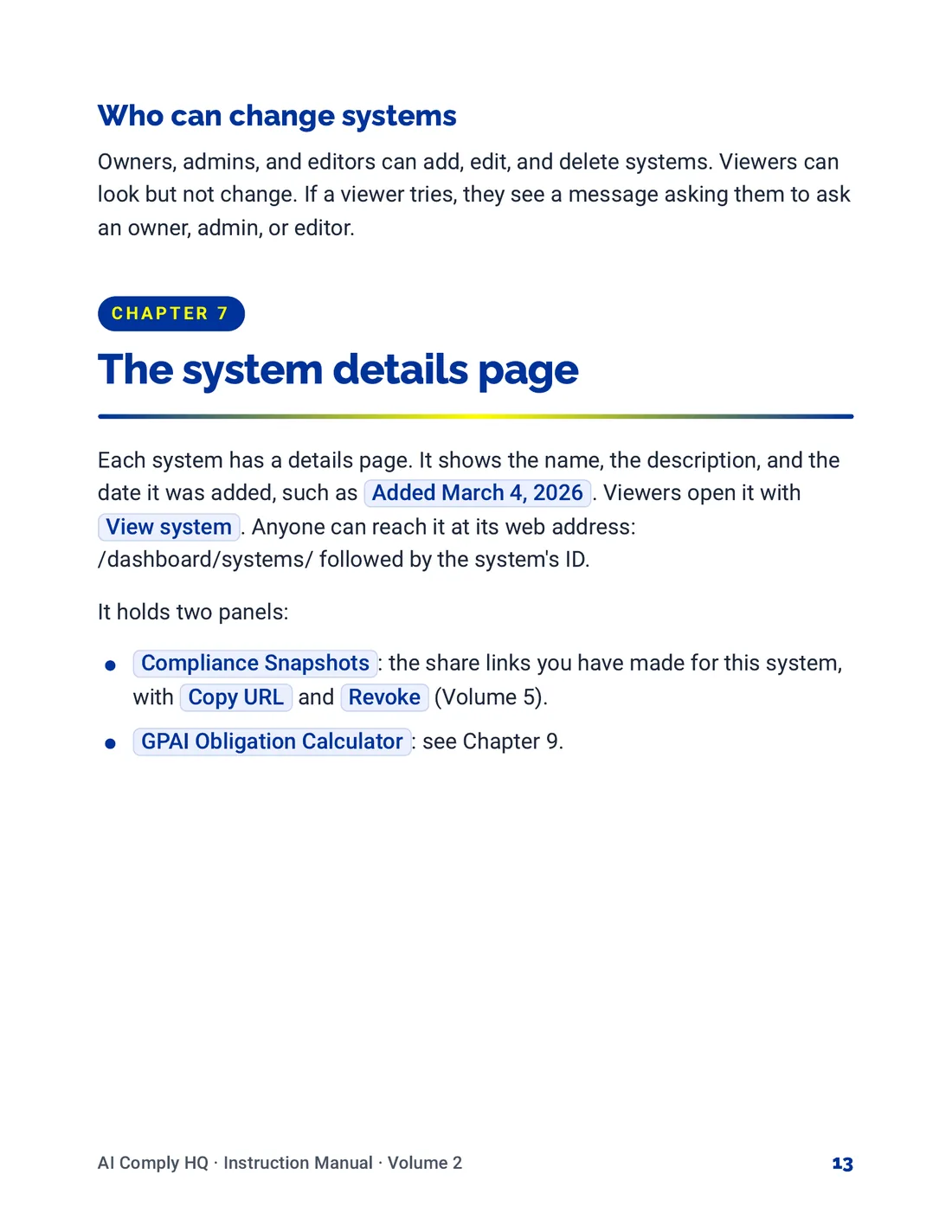Instruction Manual, Your AI Systems, page 13