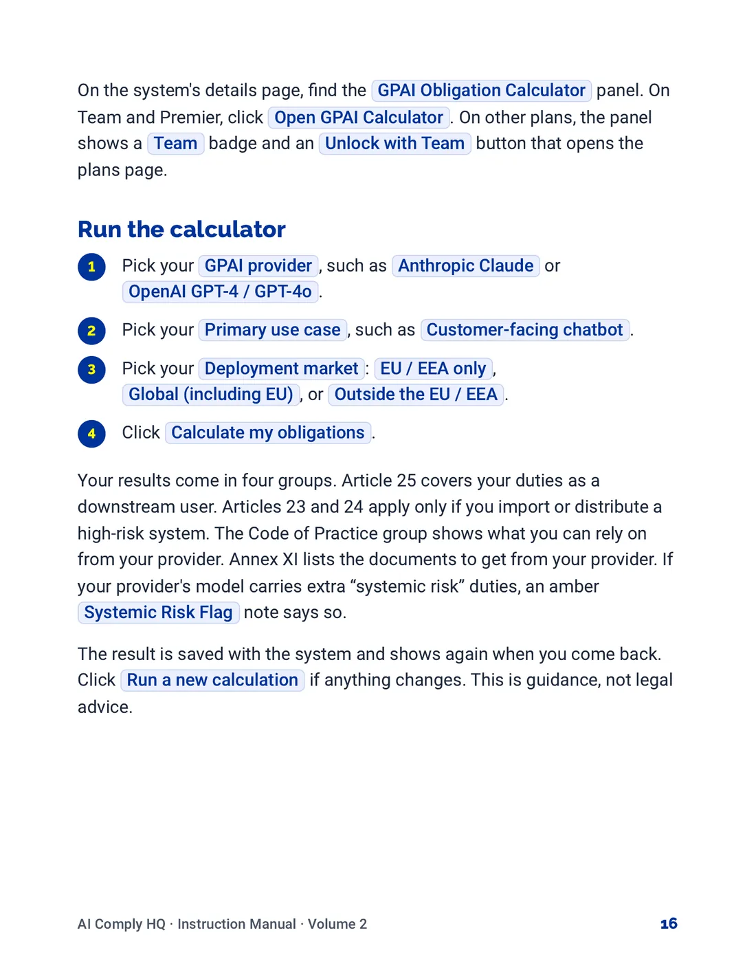 Instruction Manual, Your AI Systems, page 16