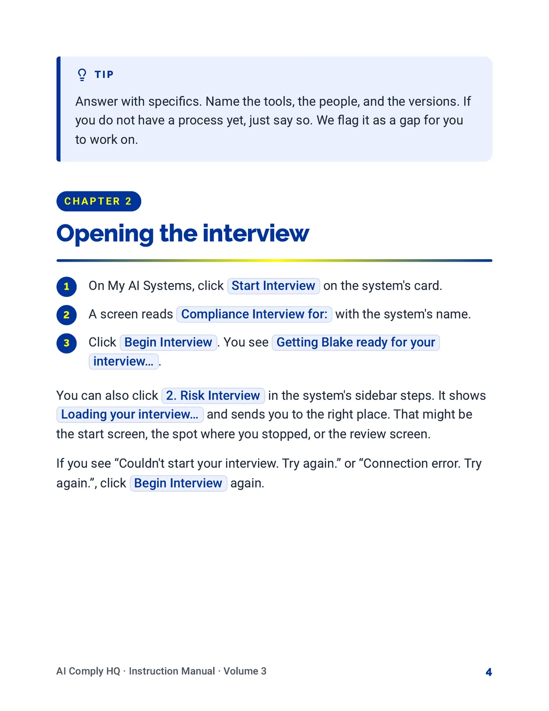Instruction Manual, The Risk Interview, page 4