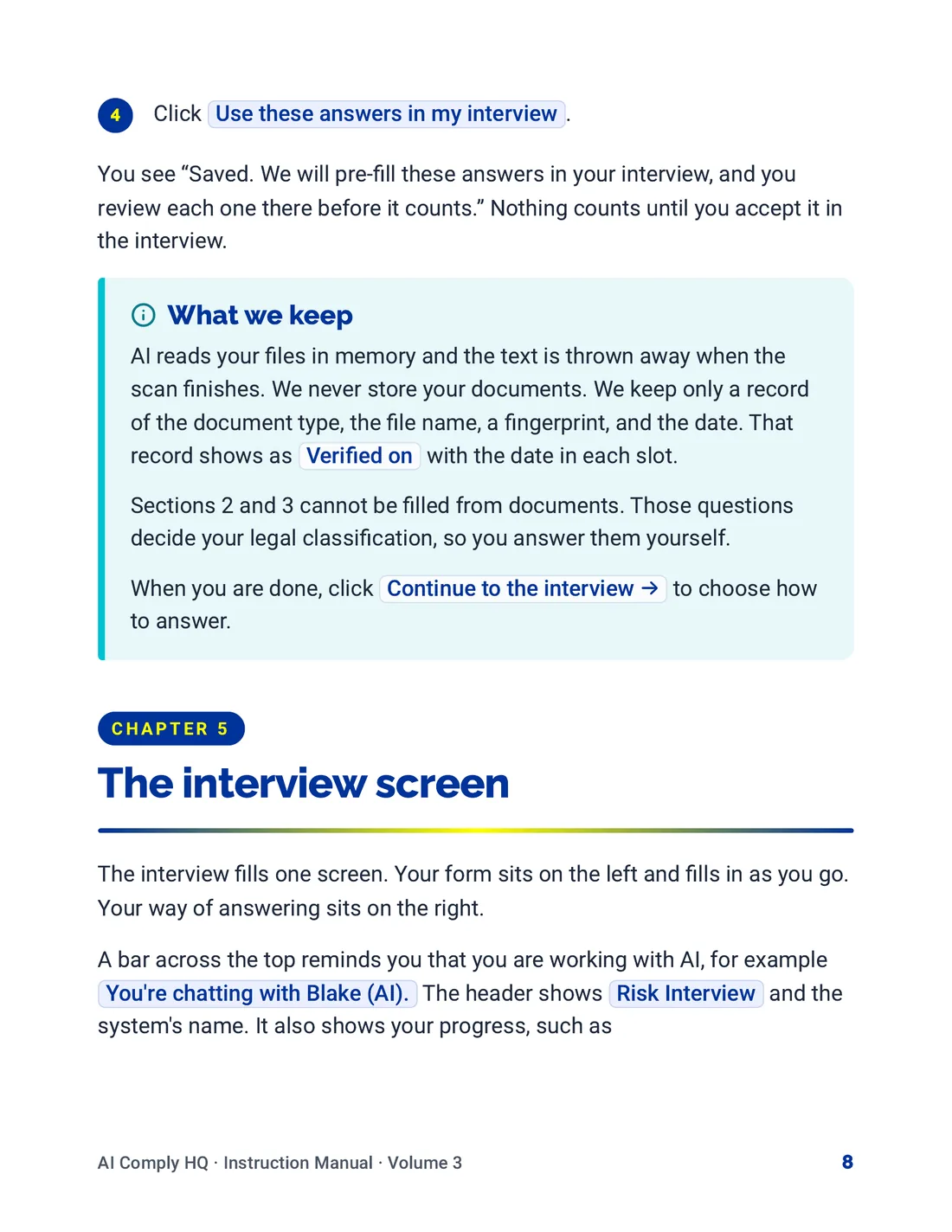 Instruction Manual, The Risk Interview, page 8