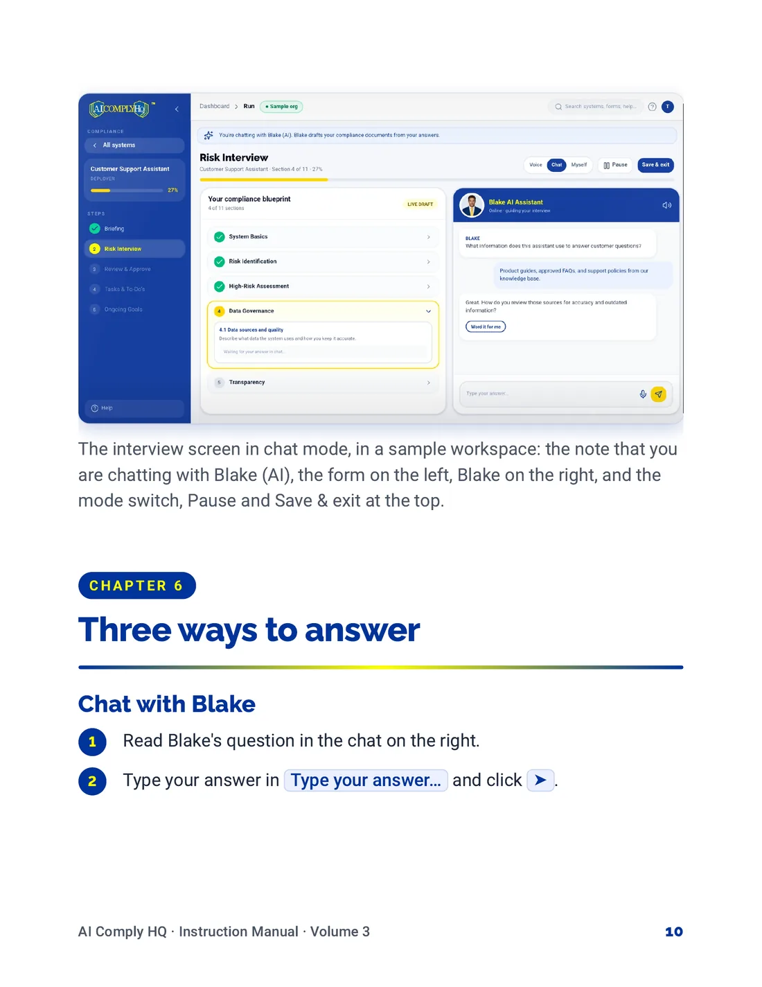 Instruction Manual, The Risk Interview, page 10