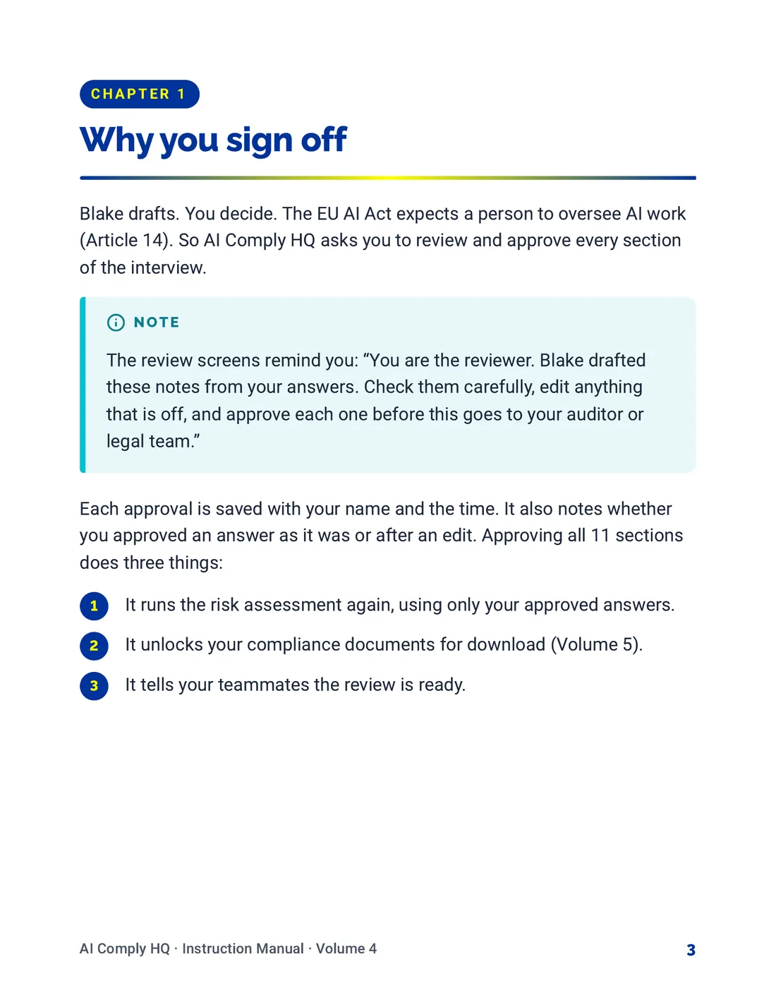 Instruction Manual, Review, Risk Levels and To-Do's, page 3