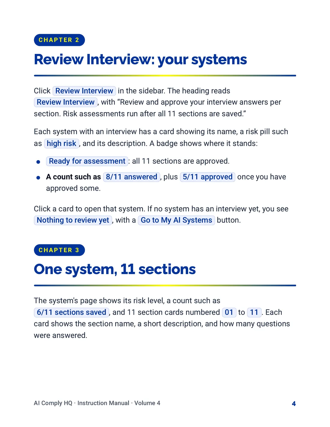 Instruction Manual, Review, Risk Levels and To-Do's, page 4