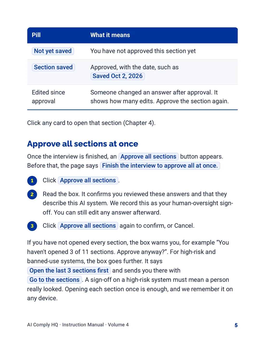Instruction Manual, Review, Risk Levels and To-Do's, page 5