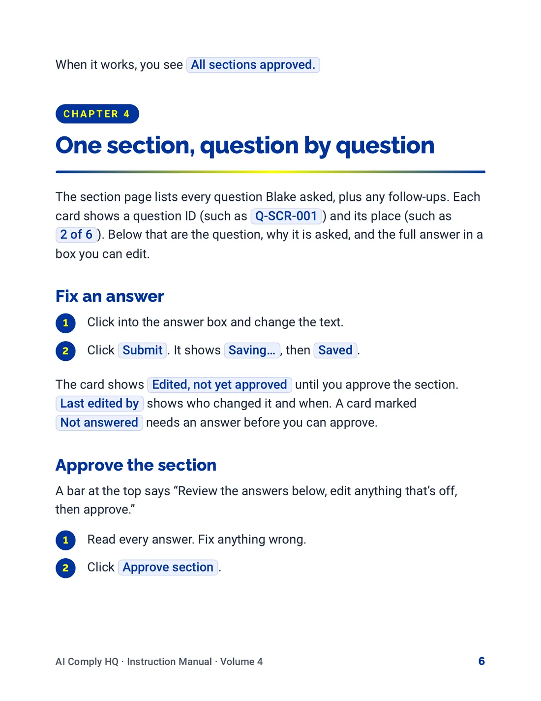 Instruction Manual, Review, Risk Levels and To-Do's, page 6