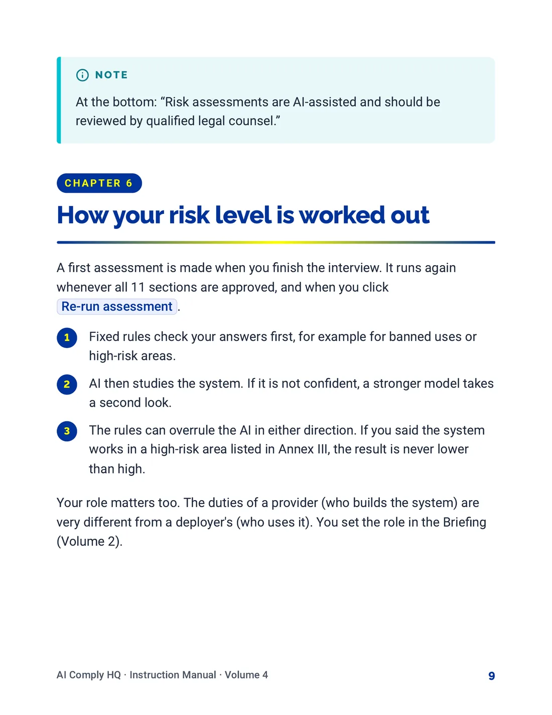 Instruction Manual, Review, Risk Levels and To-Do's, page 9