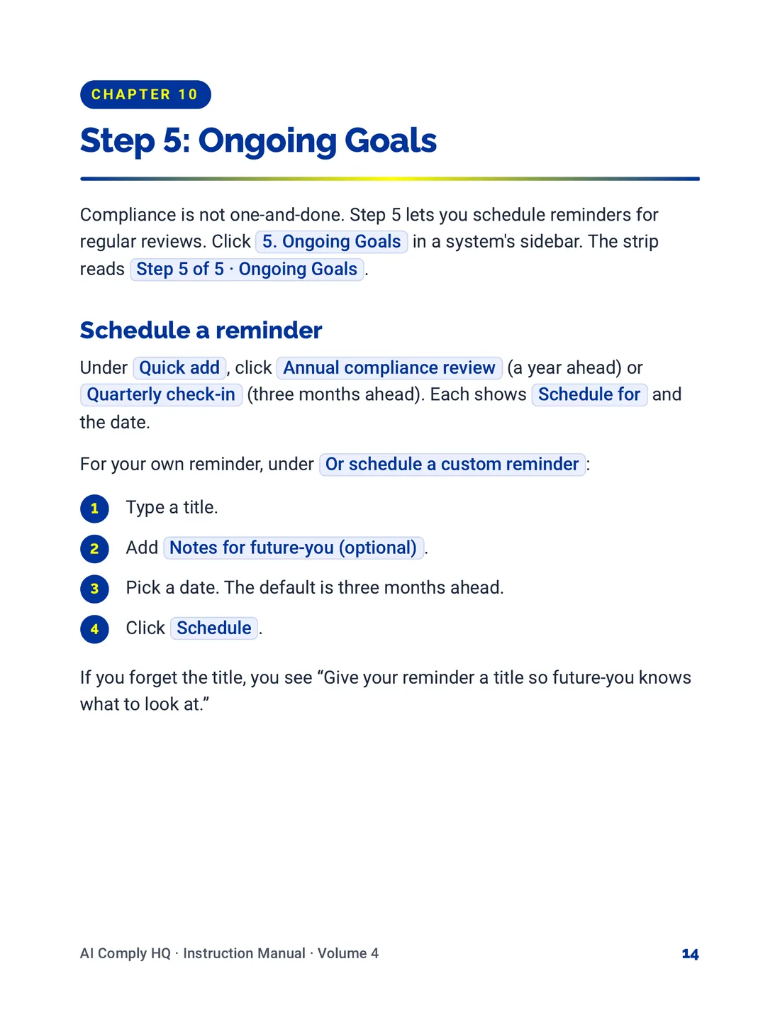 Instruction Manual, Review, Risk Levels and To-Do's, page 14
