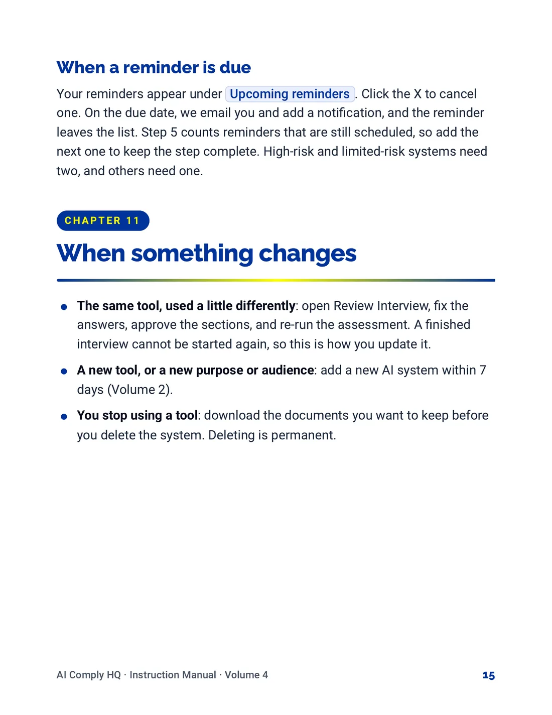 Instruction Manual, Review, Risk Levels and To-Do's, page 15