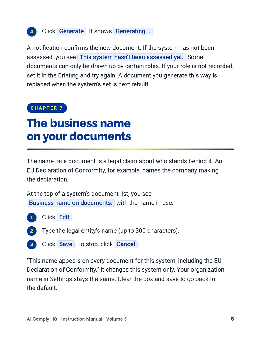 Instruction Manual, Documents, Snapshots and Reports, page 8