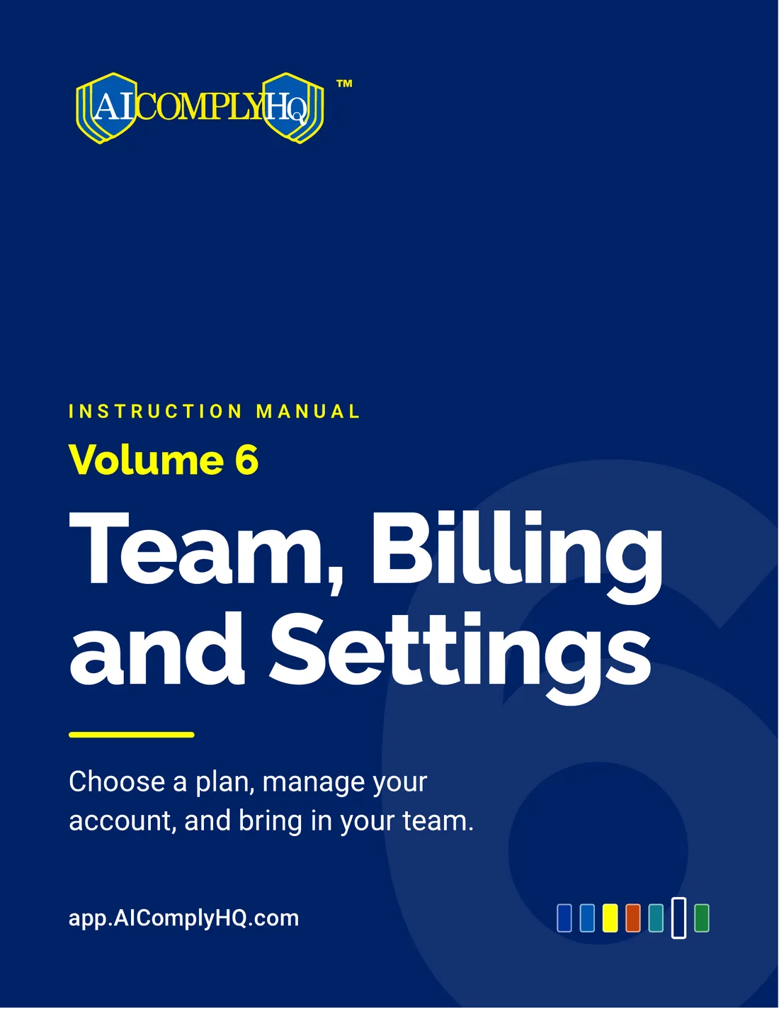 Instruction Manual, Team, Billing and Settings, cover