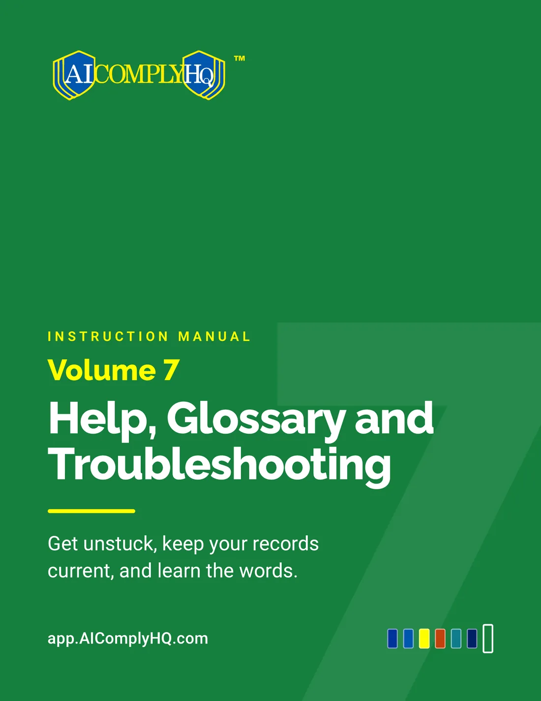 Instruction Manual, Help, Glossary and Troubleshooting, cover