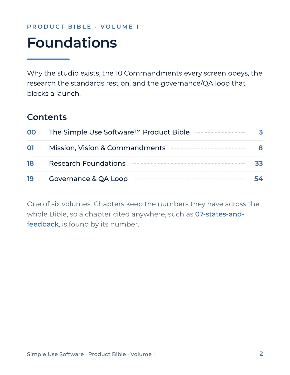 Product Bible, Foundations, page 2