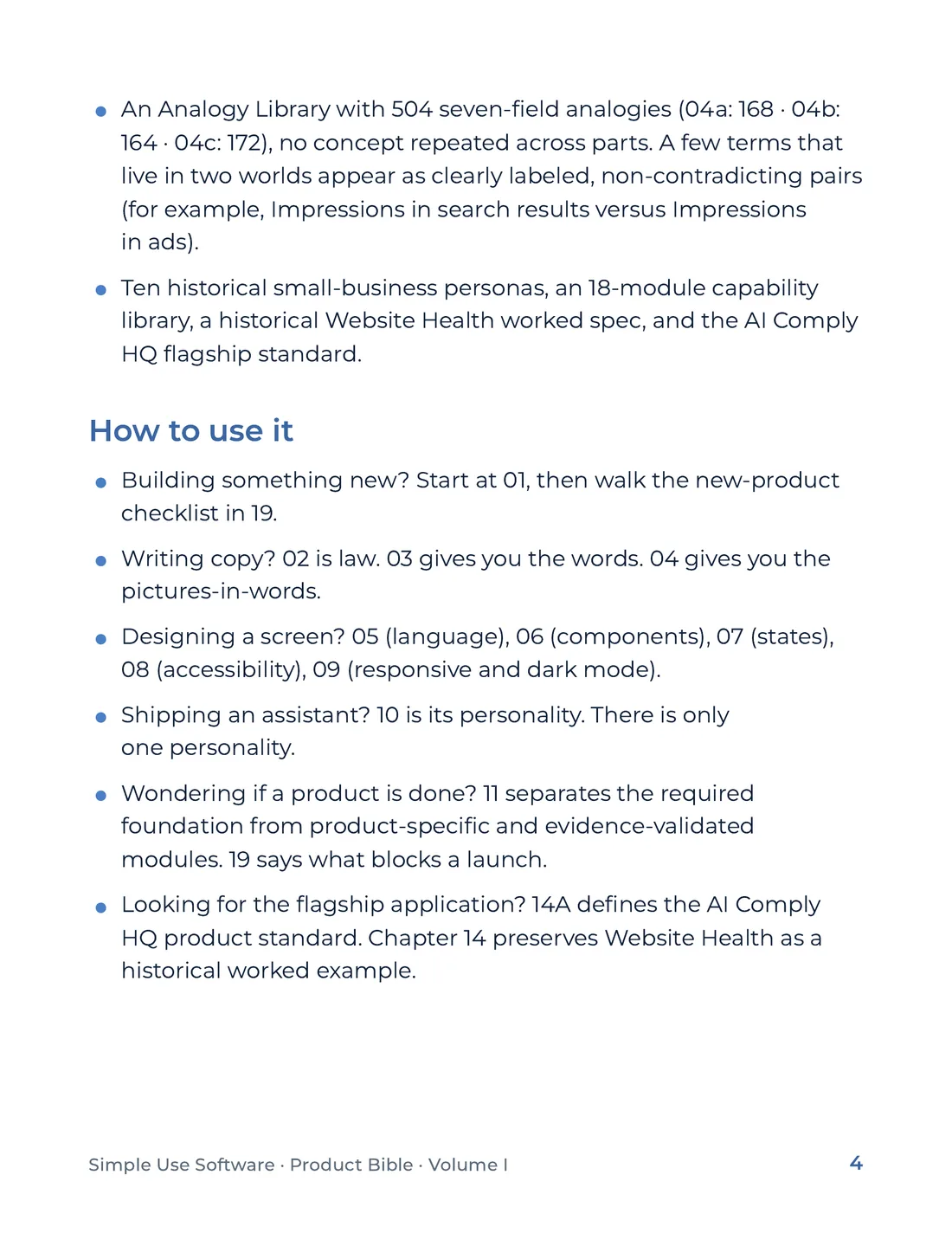 Product Bible, Foundations, page 4