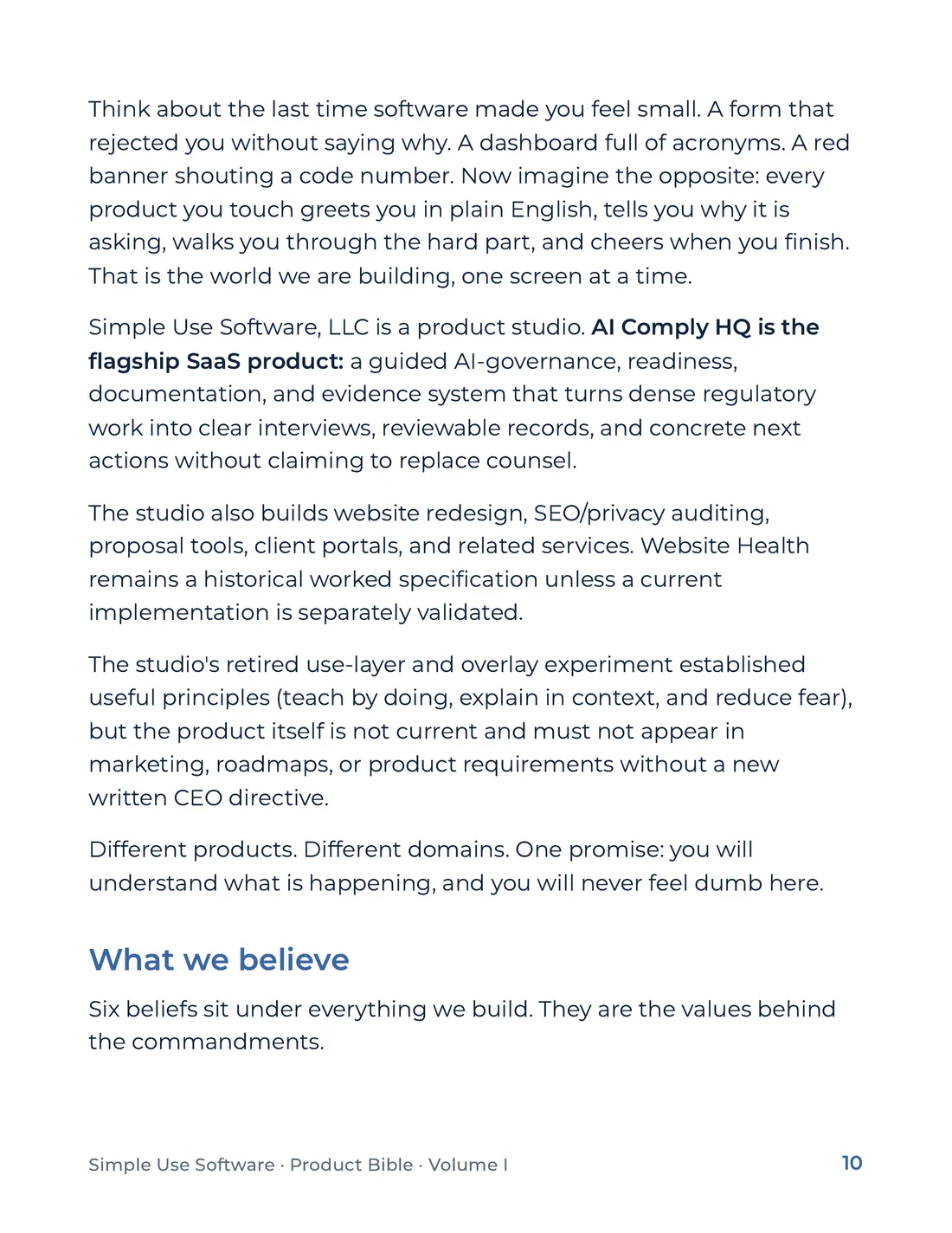 Product Bible, Foundations, page 10