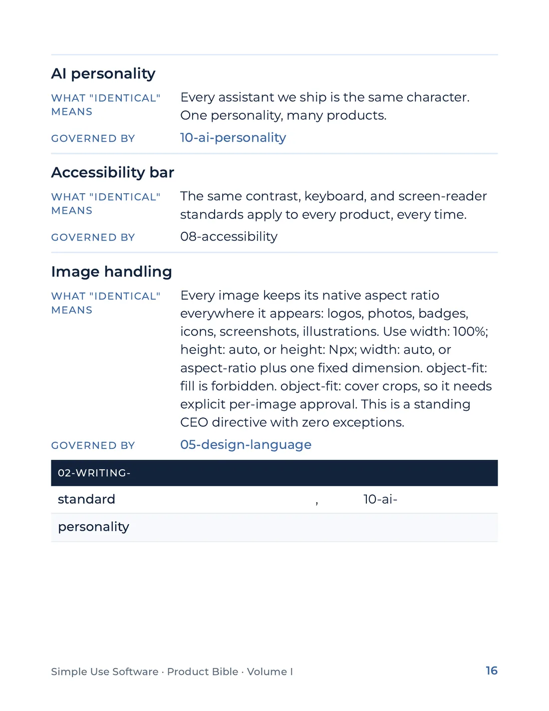 Product Bible, Foundations, page 16