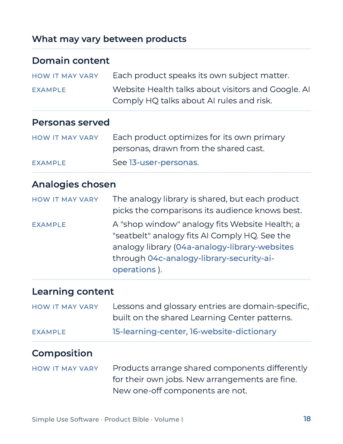 Product Bible, Foundations, page 18