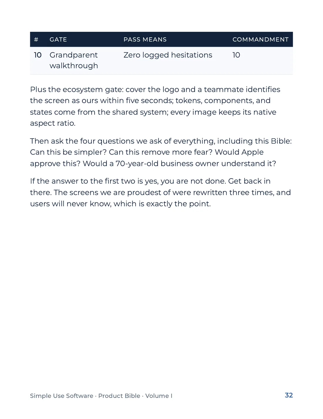 Product Bible, Foundations, page 32