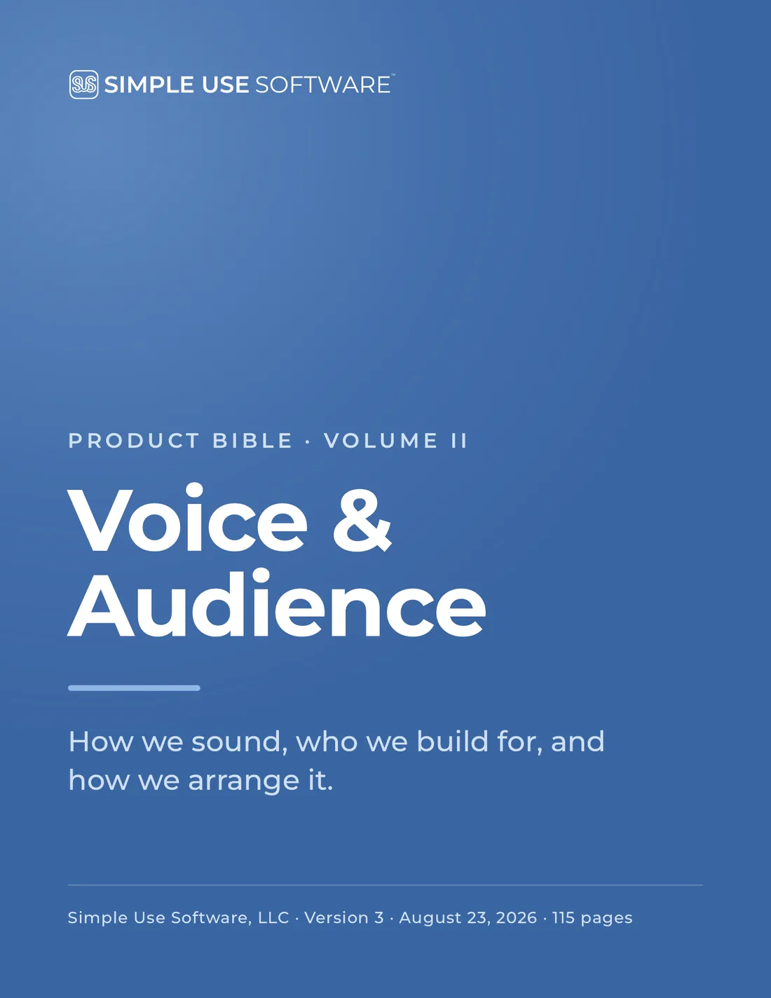 Product Bible, Voice & Audience, cover