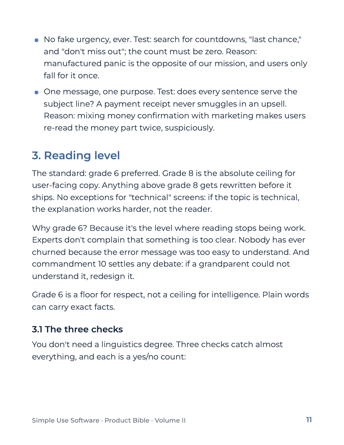 Product Bible, Voice & Audience, page 11
