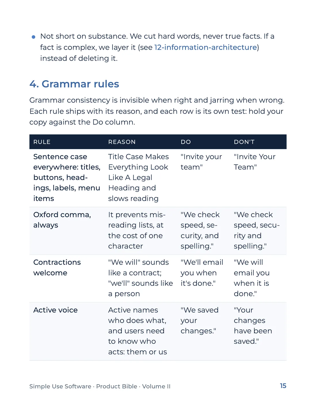 Product Bible, Voice & Audience, page 15