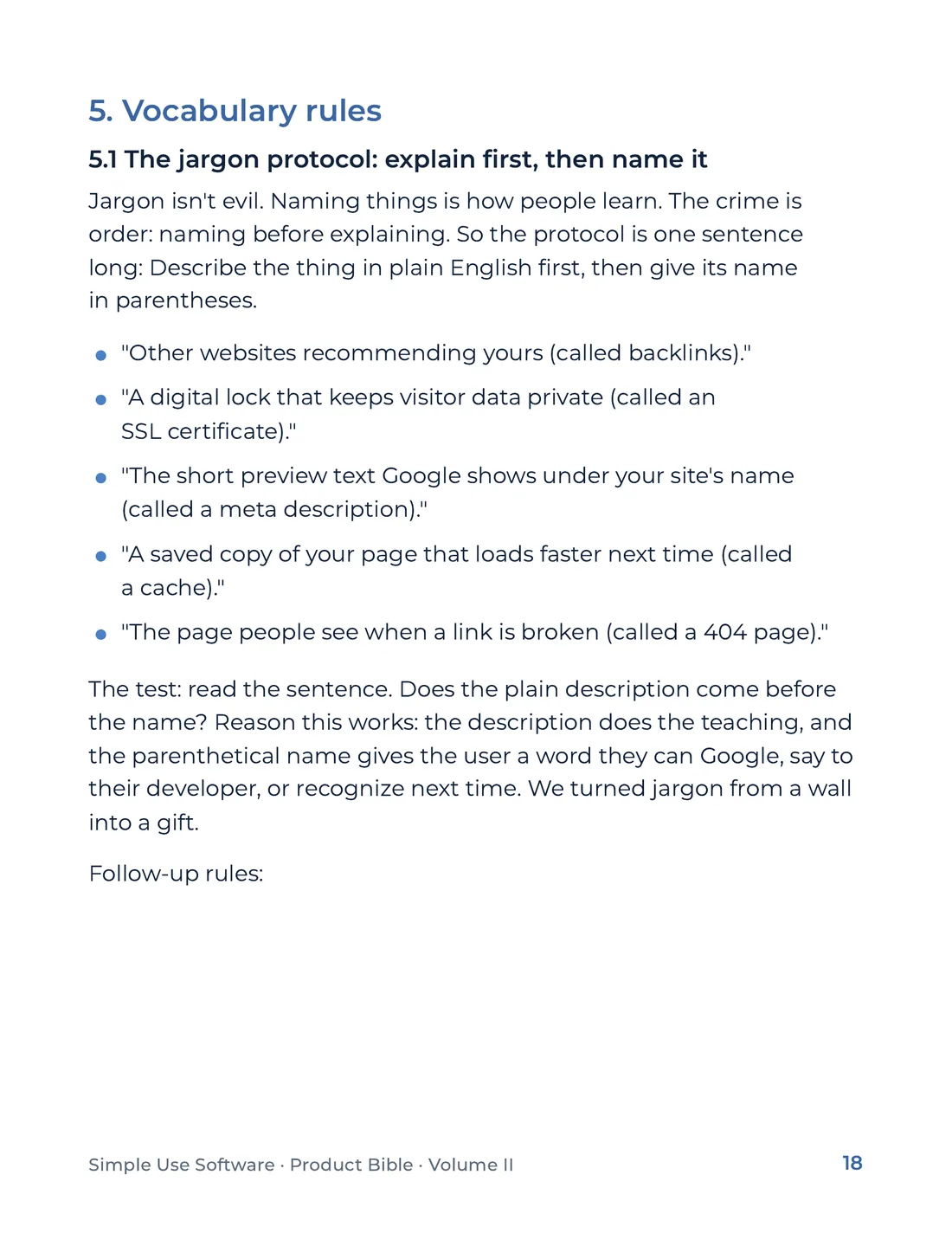 Product Bible, Voice & Audience, page 18
