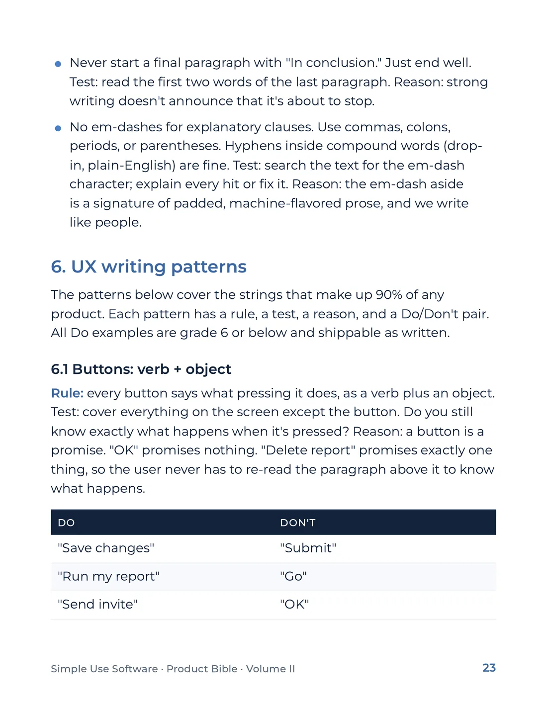 Product Bible, Voice & Audience, page 23