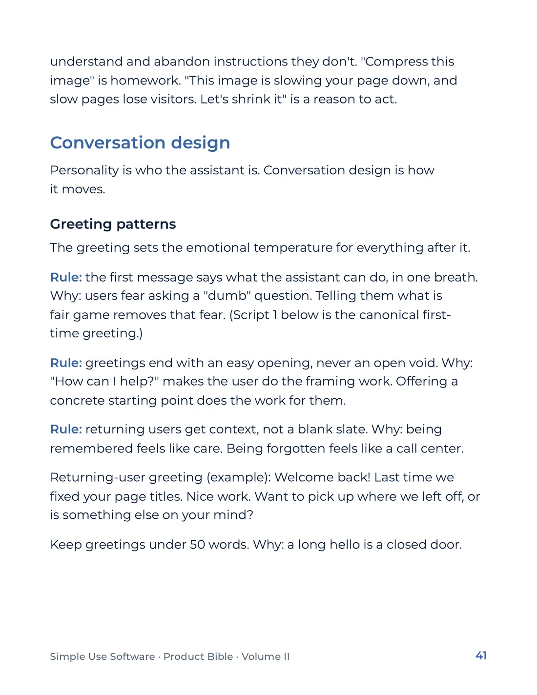 Product Bible, Voice & Audience, page 41