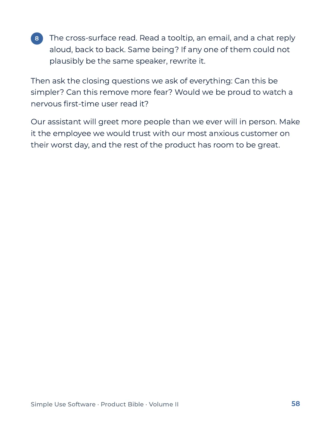 Product Bible, Voice & Audience, page 58