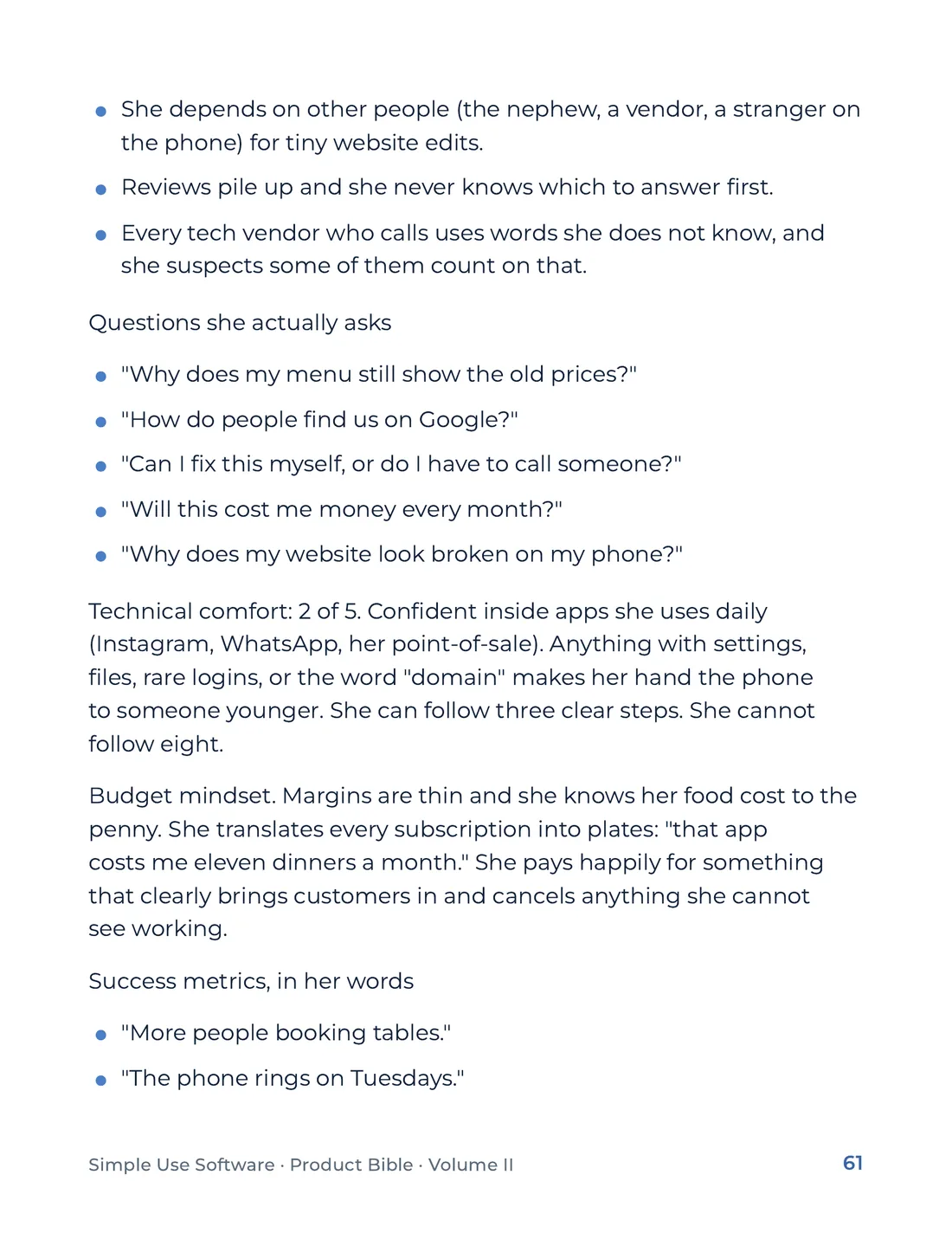Product Bible, Voice & Audience, page 61