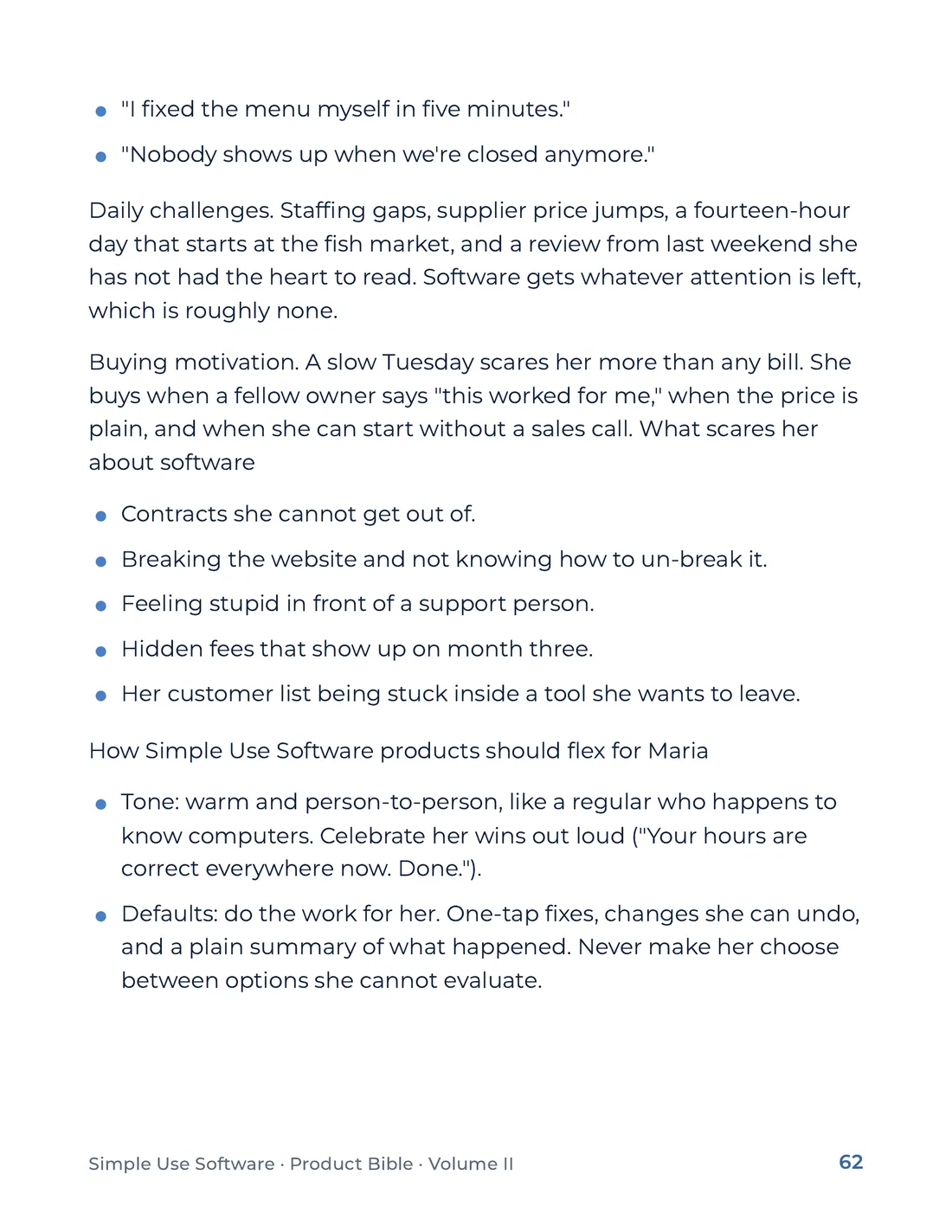 Product Bible, Voice & Audience, page 62