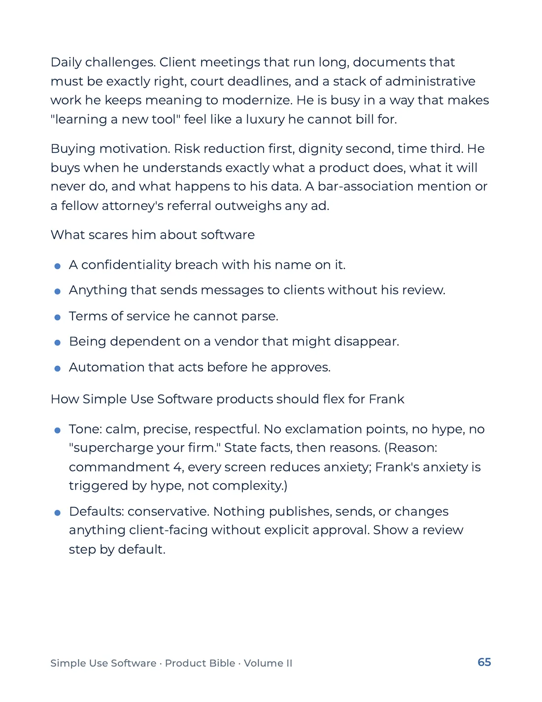 Product Bible, Voice & Audience, page 65