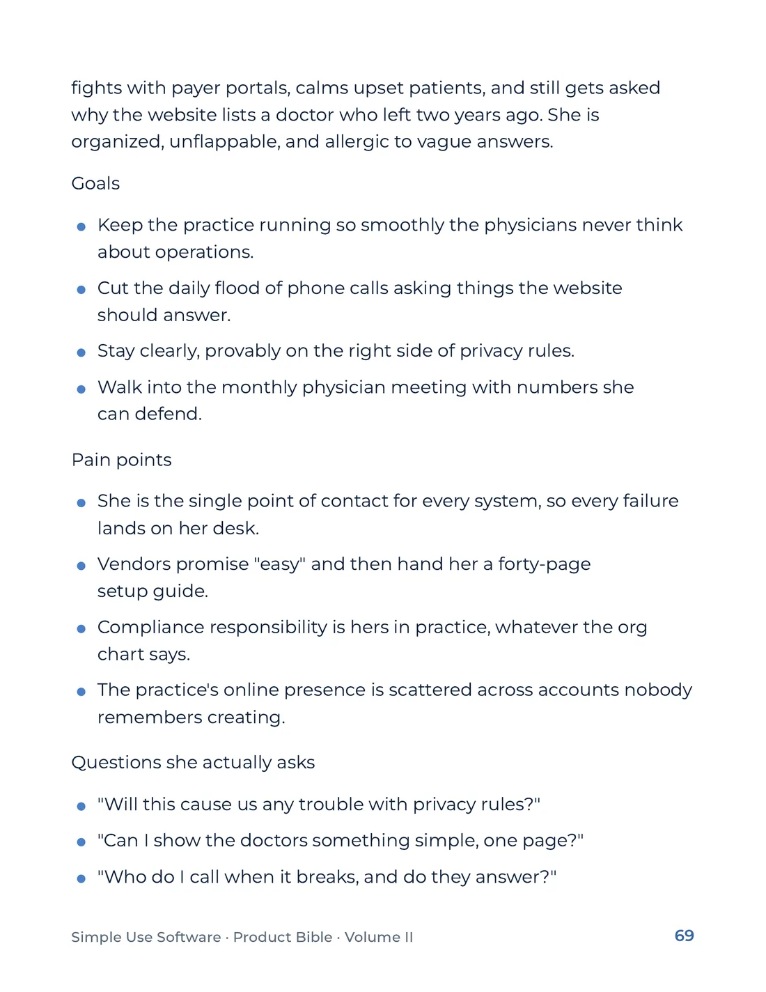 Product Bible, Voice & Audience, page 69