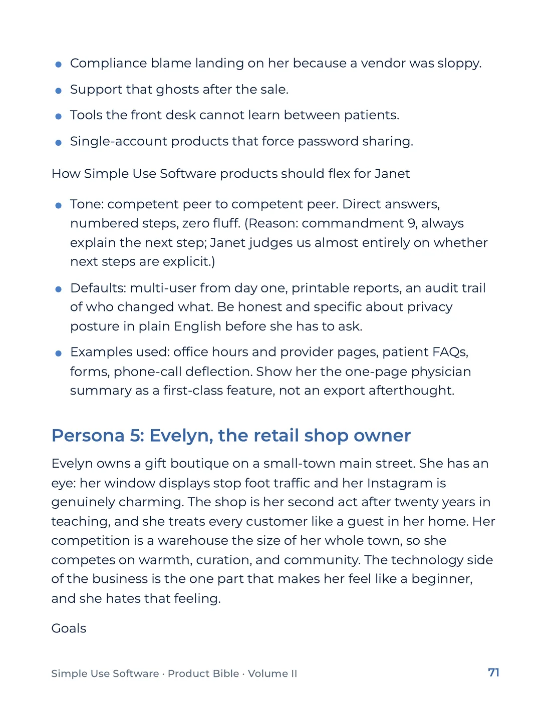 Product Bible, Voice & Audience, page 71