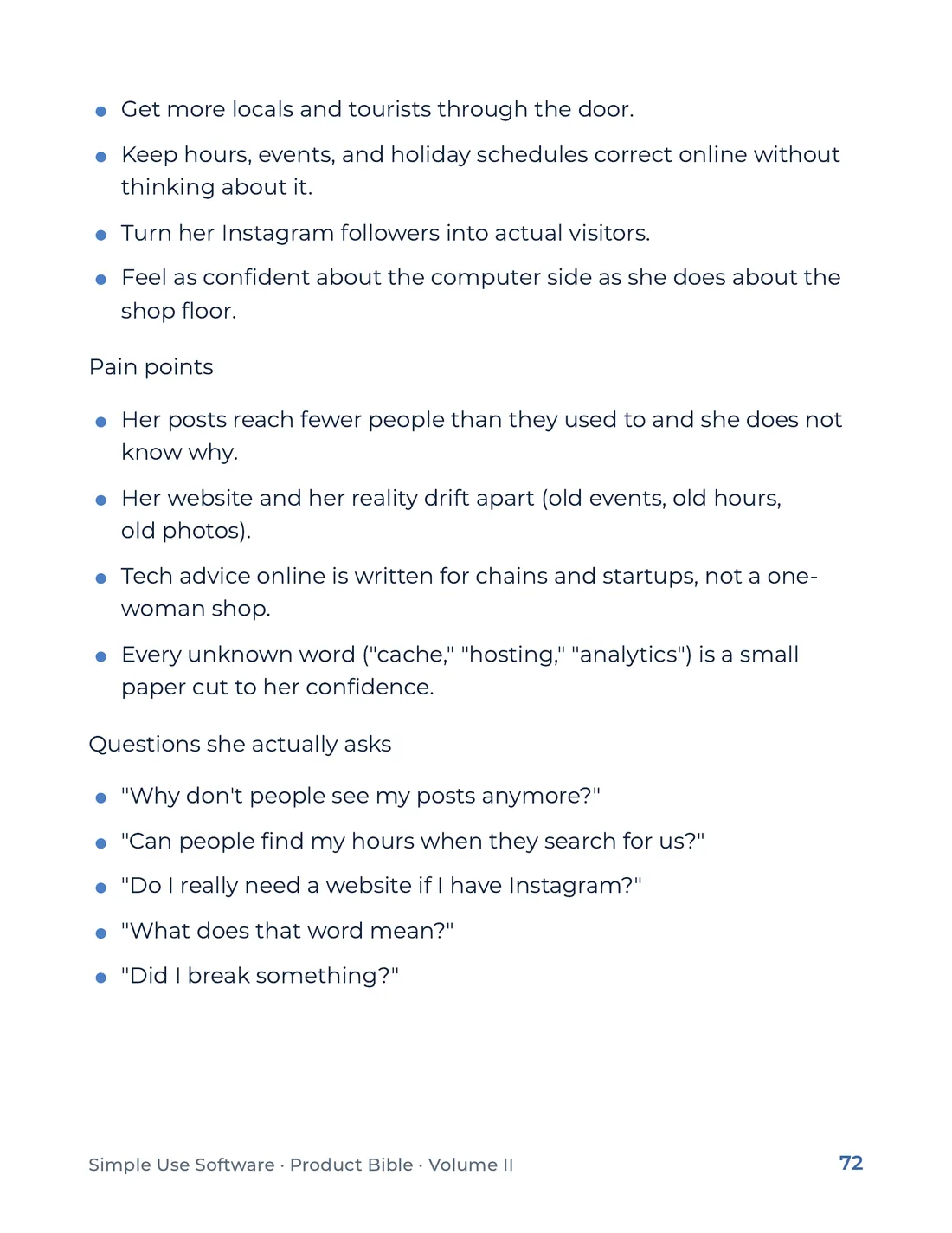 Product Bible, Voice & Audience, page 72