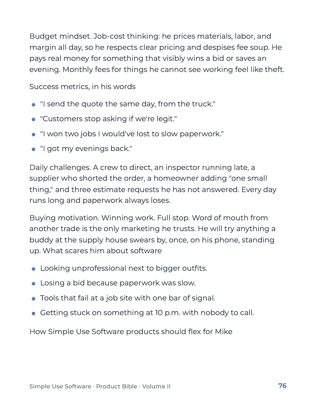 Product Bible, Voice & Audience, page 76