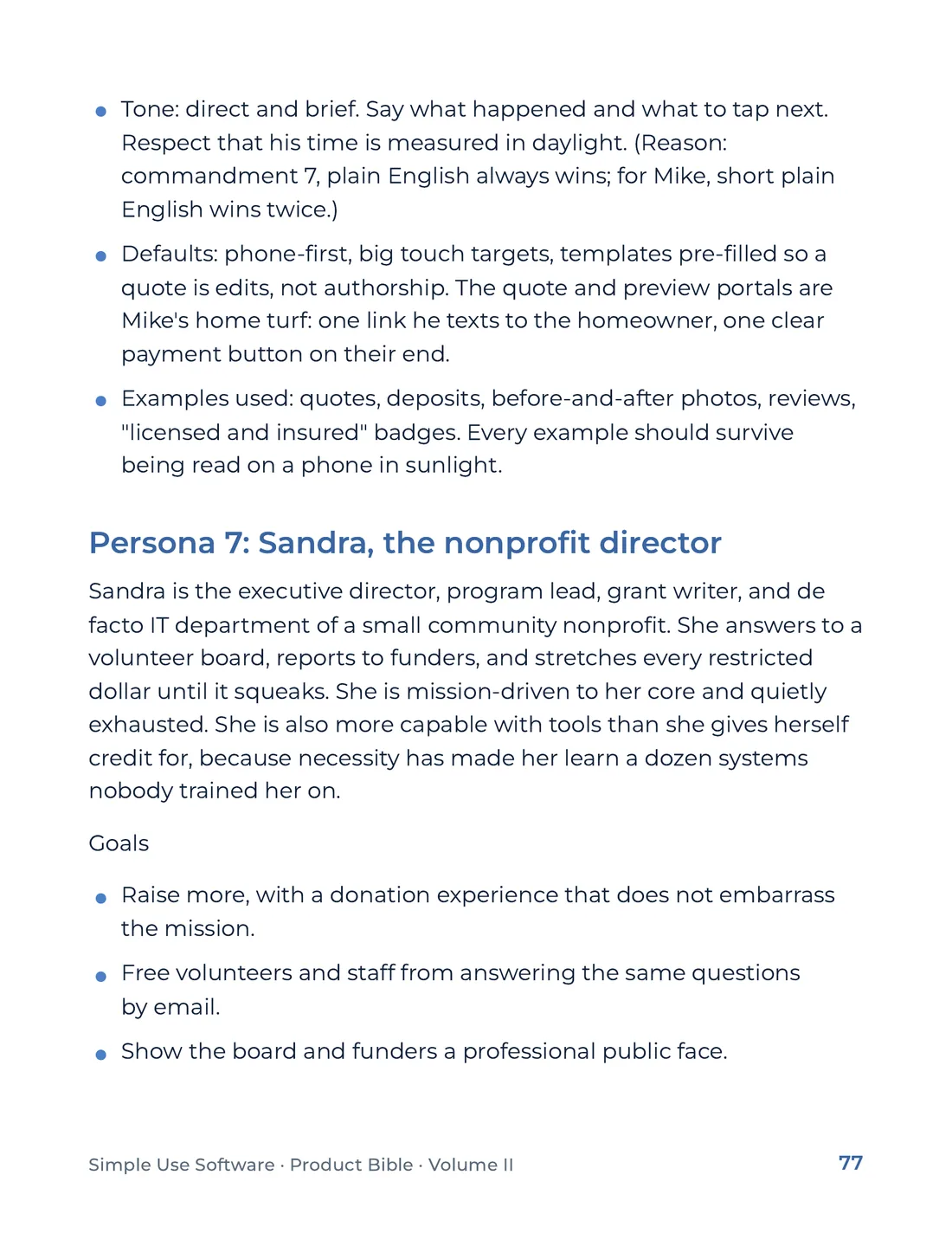 Product Bible, Voice & Audience, page 77