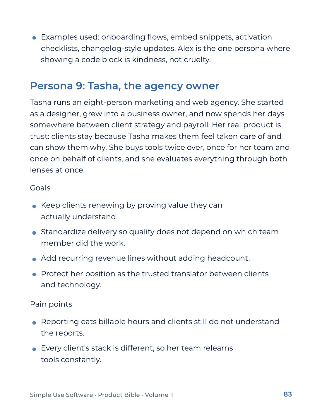 Product Bible, Voice & Audience, page 83