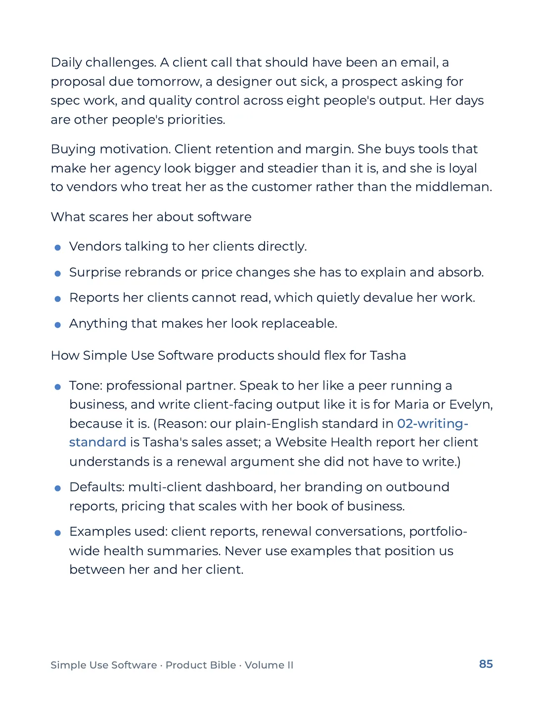 Product Bible, Voice & Audience, page 85