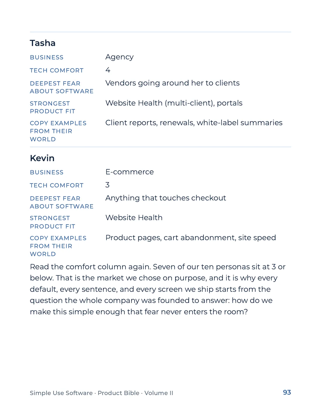 Product Bible, Voice & Audience, page 93