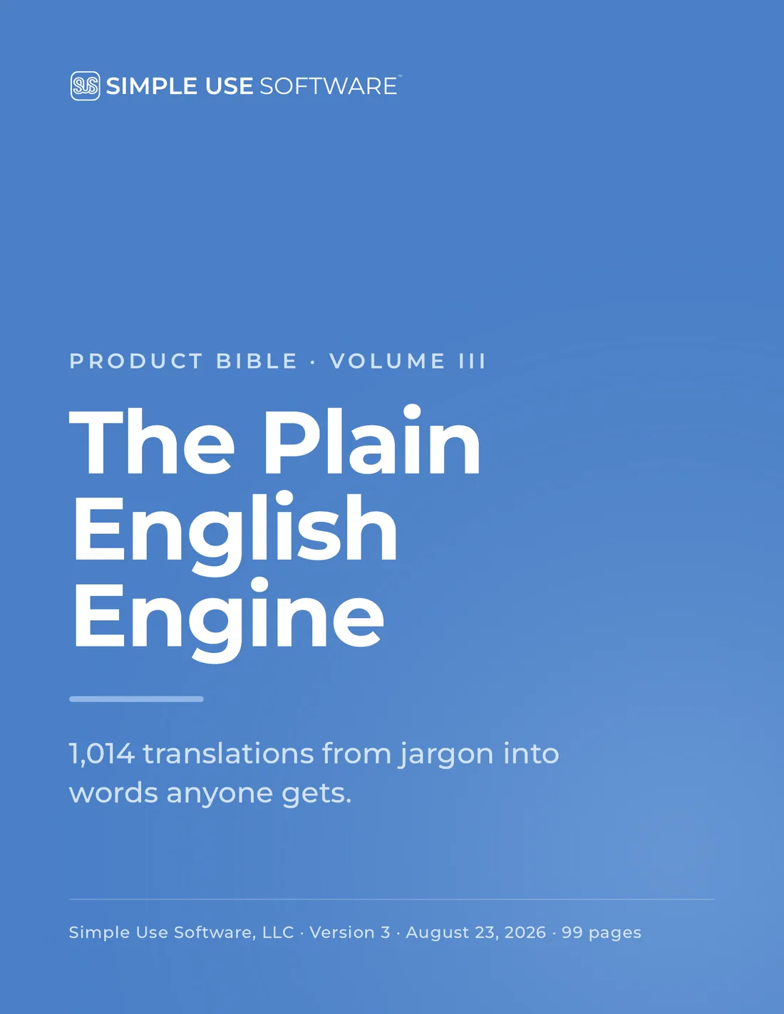 Product Bible, The Plain English Engine, cover