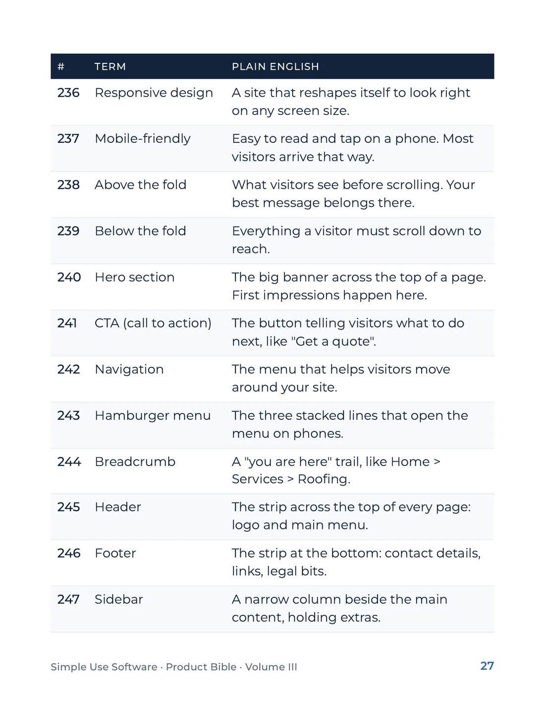Product Bible, The Plain English Engine, page 27