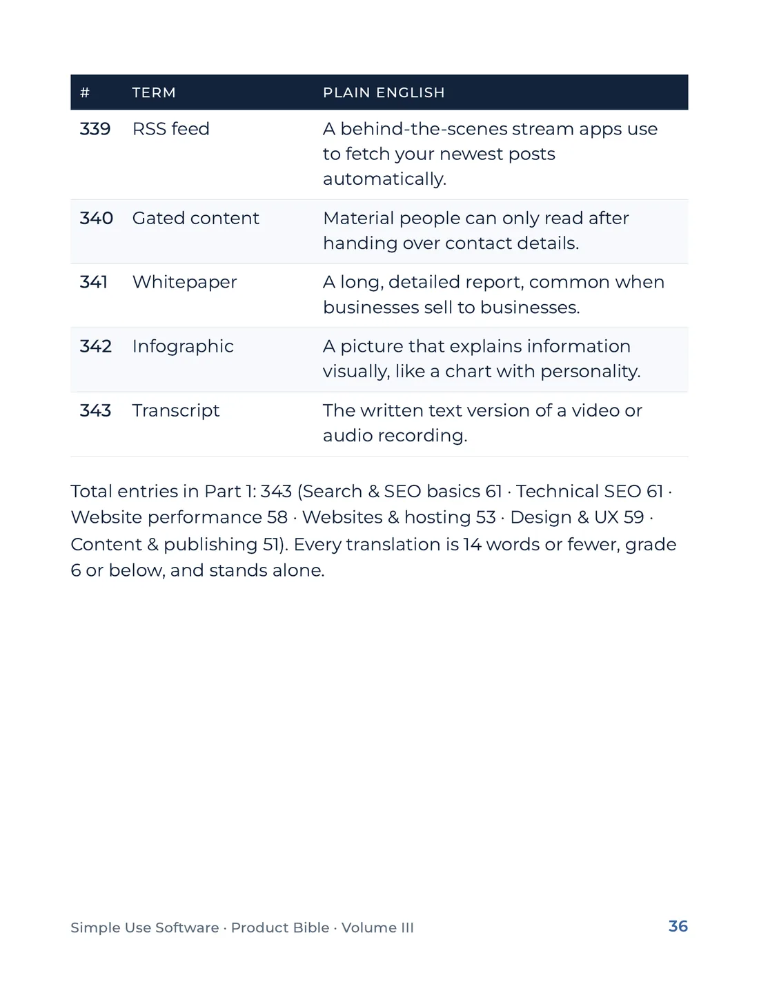 Product Bible, The Plain English Engine, page 36