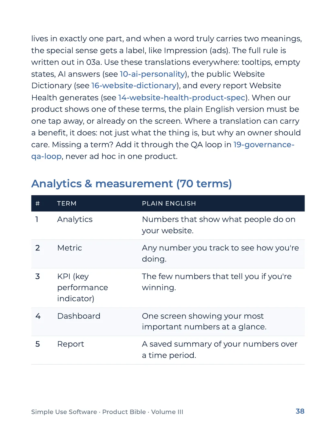 Product Bible, The Plain English Engine, page 38